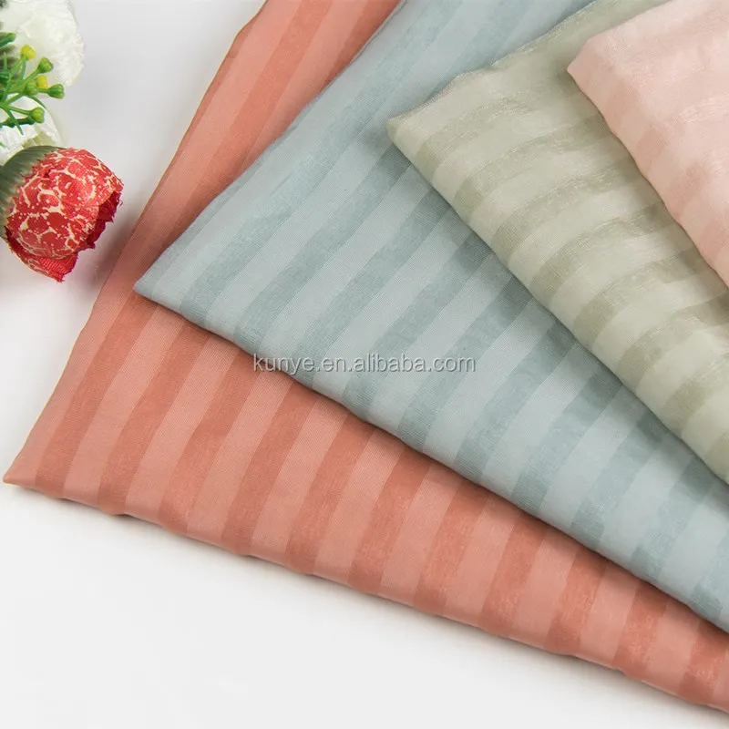 Kunye Textile SS Breathable Satin Stripe Tencel Nylon Chiffon Fabric for Blouse Dress
