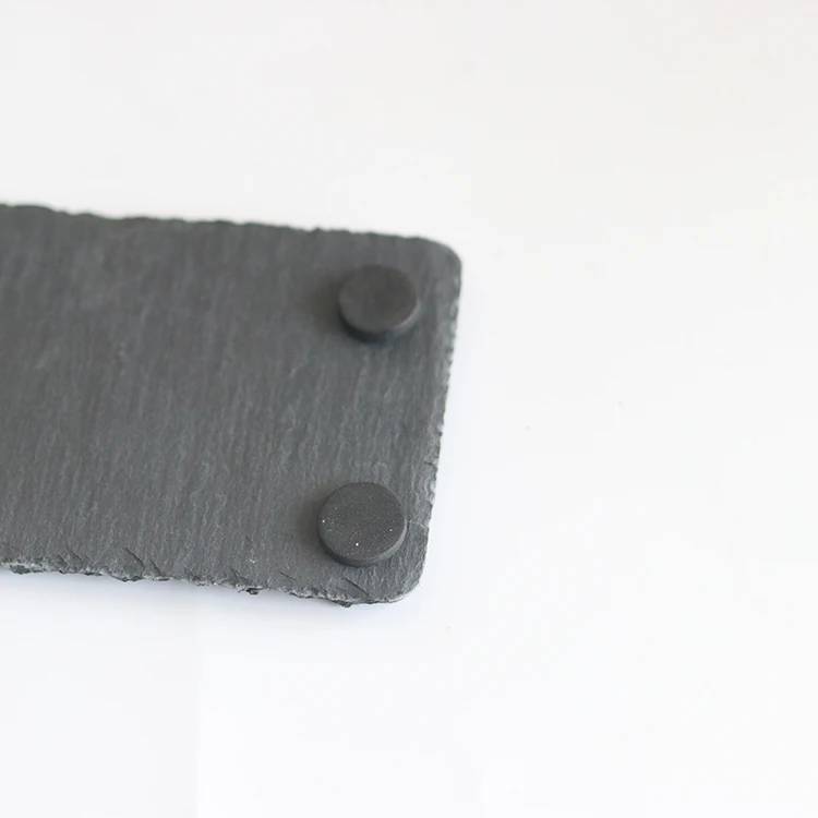 20x8cm Rectangle natural black slate plates stone sushi soy sauce dish with two holes