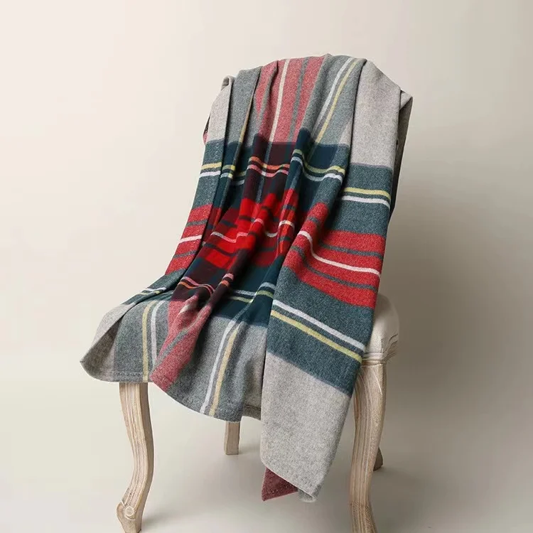 Inner mongolia cashmere travel wrap stole scarf wool oversize plaid blanket doubled sided shawl wholesale