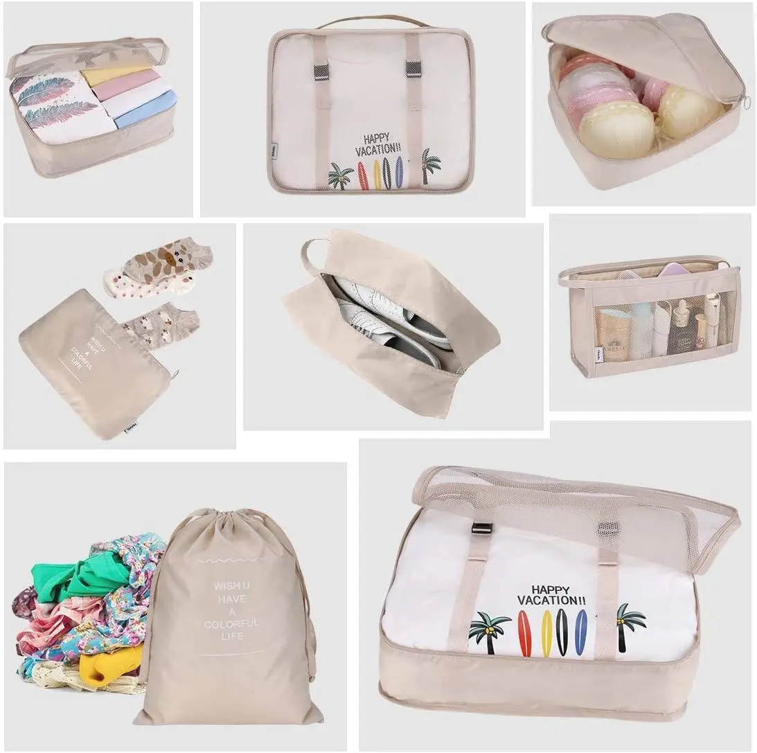Travel Packaging Cube 8 Piece Set Travel Cube Foldable Luggage Storage Bag Lightweight Luggage Storage Bag