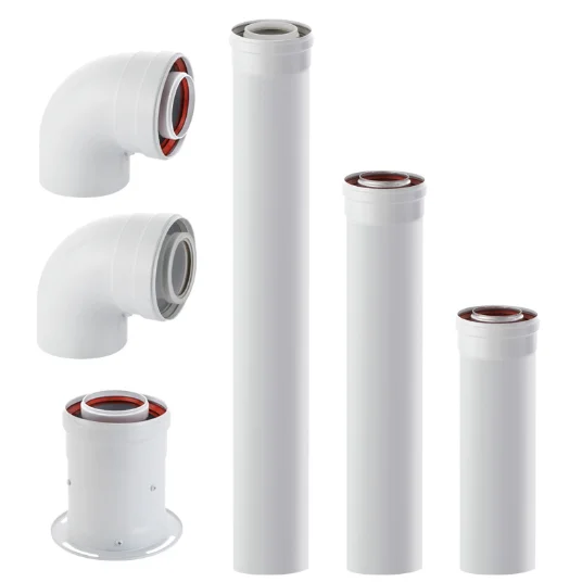 Factory 60/100mm Coaxial Extension Bend Condensing Elbow Flue Boiler Chimney Pipe 45 Degree Connector for HVAC Ventilation
