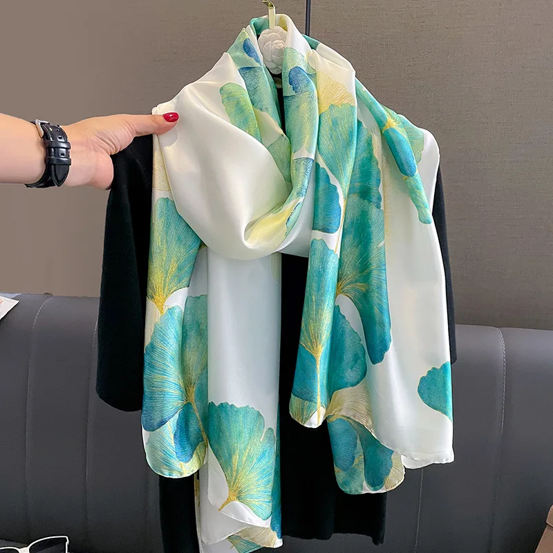 Wholesale Silk Feeling Shawls Muslim Hijabs Latest Design 90*180cm Elegant printed satin  Scarf for Women