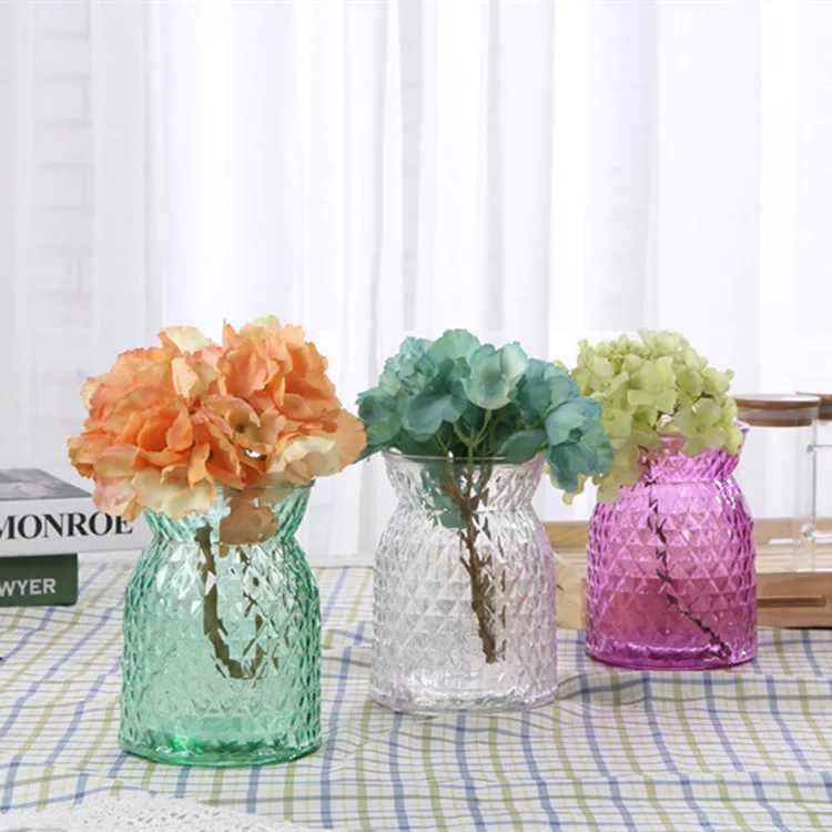 Amazon hot sale modern crystal glass vase living room fresh flower vase hydroponic glass vase ornament home office desktop decor