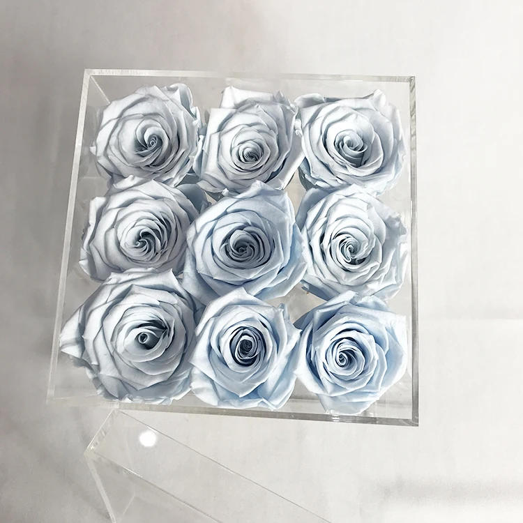 
Festival Souvenir Gifts Cover Plexiglass Decorative Fresh Preserved Rose Flower Preserved Roses In Acrylic Box 