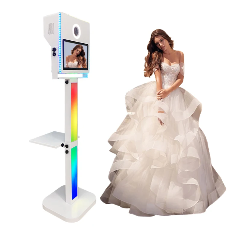 Fine And Exquisite Dslr Photo Booth Selfie Machine Oval With Camera Kiosk 15.6 Inches Photobooth For Turf Party