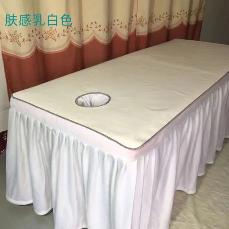 Soft  massage table bed sheet cover with hole massage fitted sheet waterproof and oil-proof, soft leather massage  sheets