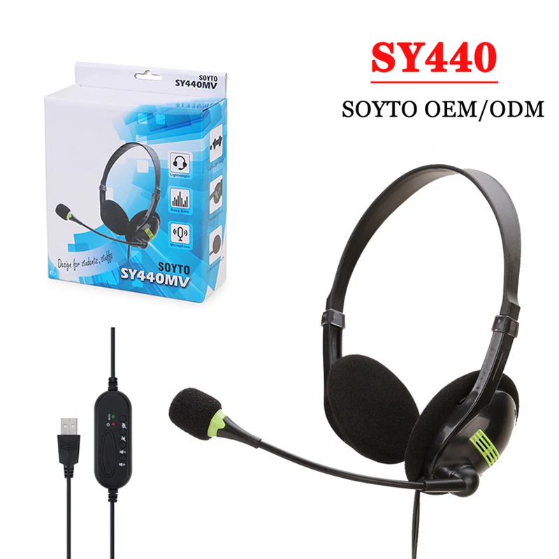 Factory custom SY440 OEM USB HEADSET Wholesale Usb headphones call center headsets for pc/laptop/music