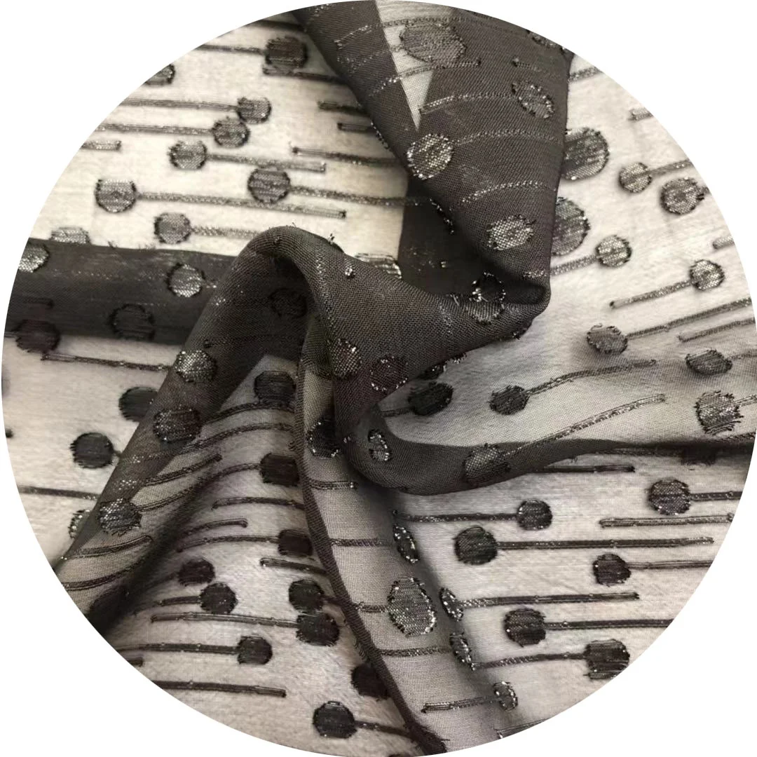 
metallic yarns jacquard cut flower fabric with lollipop pattern for decroation 