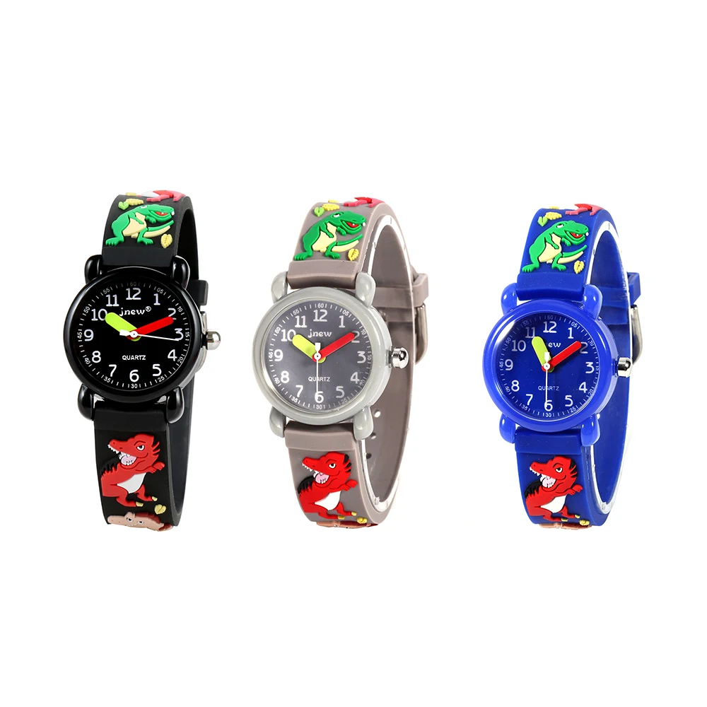 Dinosaur black waterproof 3d cartoon wrist watch best gift for kids 3 4 5 6 7 8 9 10 11 years old