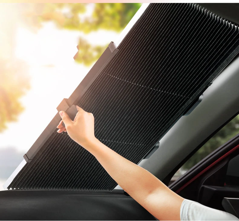  Car Sunscreen Retractable Sun Visor Front Automatically Scalable Sunshade Free Folding Window Shade With Suction