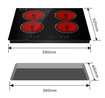 80CM 4 burners 7400W intelligent integrate slider control embed radiant ceramic hob cooker