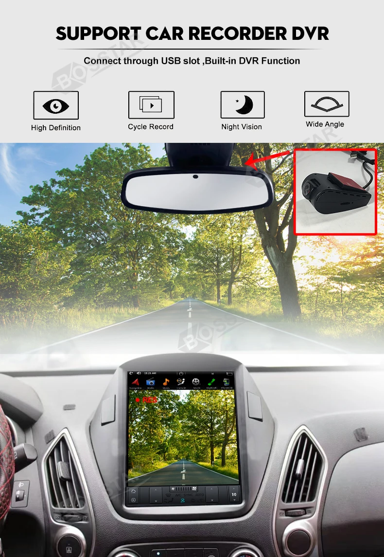 Touch Screen tesla Vertical 10.4 Inch Android Car audio DVD Player with BT Car Video for Hyundai IX35 Tucson 2009-2015 radio au