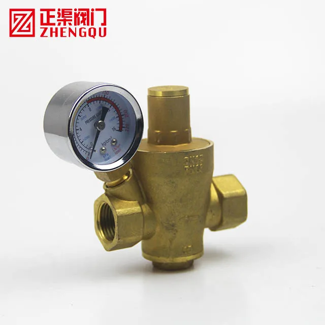 1/2 inch Brass  Relief Control Water Pressure Reducing Valve  Oil Filled Pressure Gauge