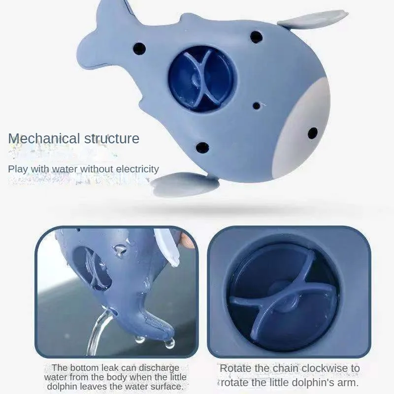 Fun Little Dolphin Wind-up Swimming Bath Toy For Baby Boys Girls