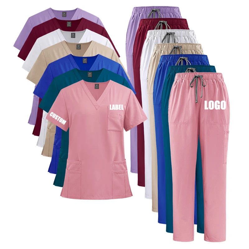 New Fashionable Scrub Designs Women Scrub Set Clinic Spa Doctor Hospital Nurse Uniforms Medical Nursing Scrubs Uniforms Sets