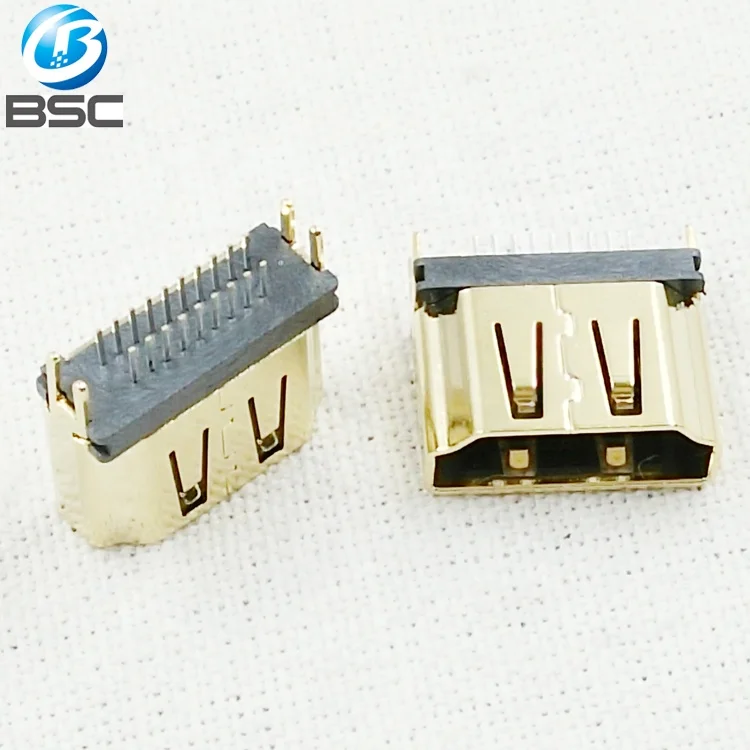 19P Straddle PCB Type A High Definition Multimedia Interface Connector for PCB 1.6mm Thickness with SPCC Shell Gold Plated