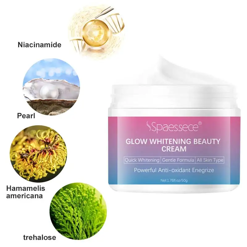 Custom logo glow whitening beauty cream with gentle formula anti oxidant face cream skincare products