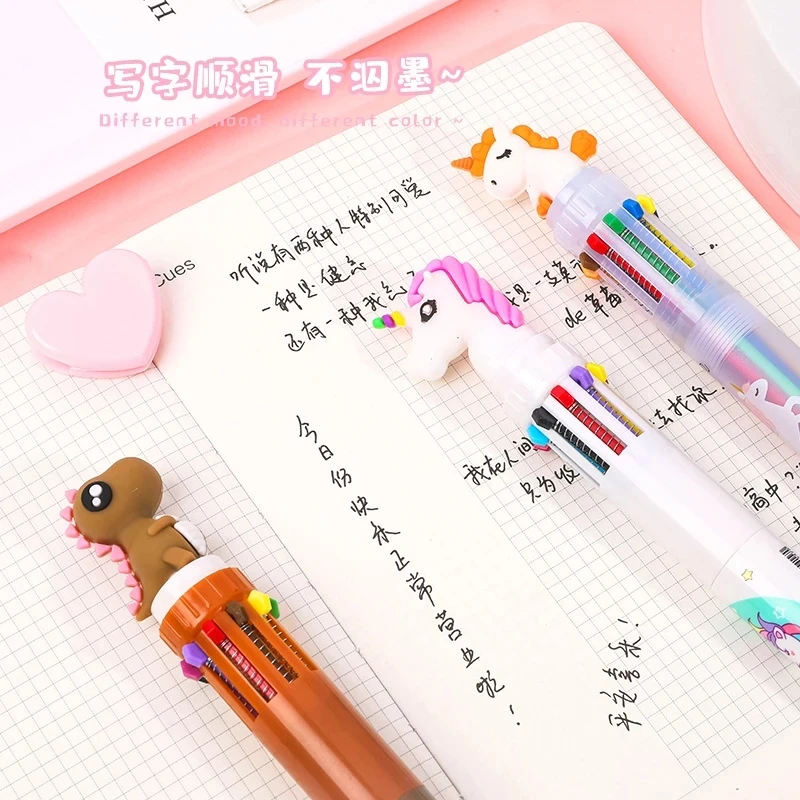 Kawaii Cute Animal Cartoon Ballpoint Pens 35 Colors School Office Supply Stationery 10 Multicolored Pens Colorful Refill