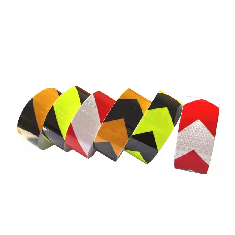 Red White Reflective Striped Tape Red And White Slant Stripe Reflective Marking Tape Hazard Warning Reflective Film