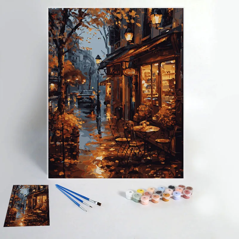 Painting By Number Kit Landscape City Architecture Street Beautiful Home Art DIY Decorative Painting