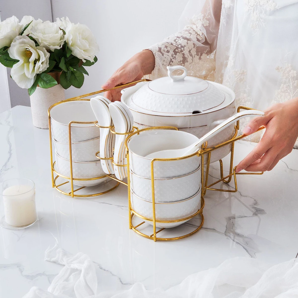 Wholesale 15 Pack High Quality Ceramic Chafing Dish Casseroles Hot Pot Food Warmer Sets