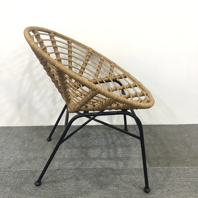 Balcony Set Natural Rattan Leisure Stylish Round Lounge Chair for Conversation