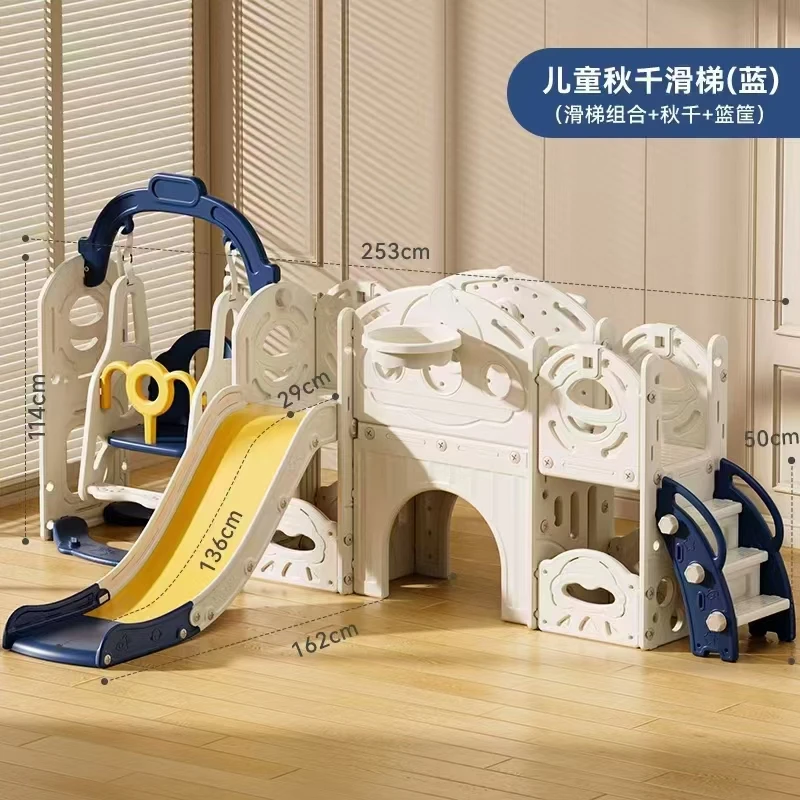 9 In 1Kids Toddler Plastic Indoor Playground Slide And Swing Set Baby Climber Slide Play Set with Basketball Hoop