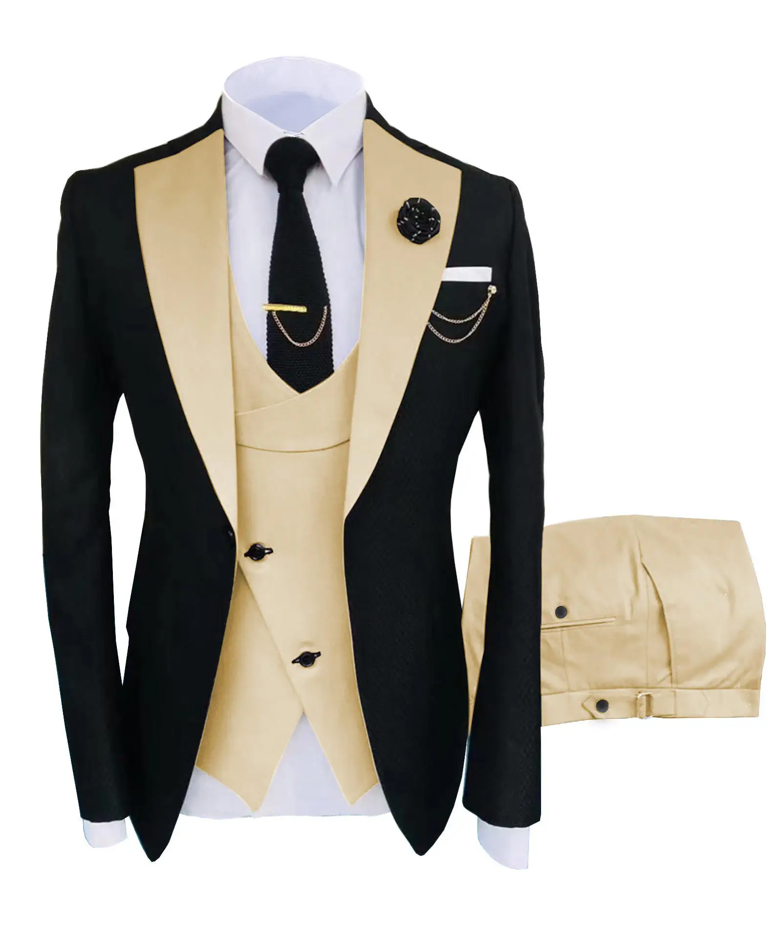 Wholesale High Quality Formal Gentleman Suit Groom Wear 3 Pieces Business Wedding Men Suit 2024