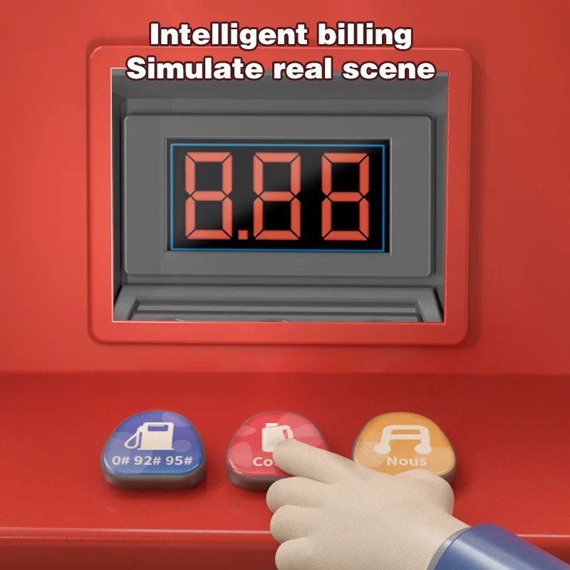 XST Kids Creative Simulation Plastic Early Education Pretend Play Toys Scene with Spray Vehicle Parking Lots Gas Station Toys