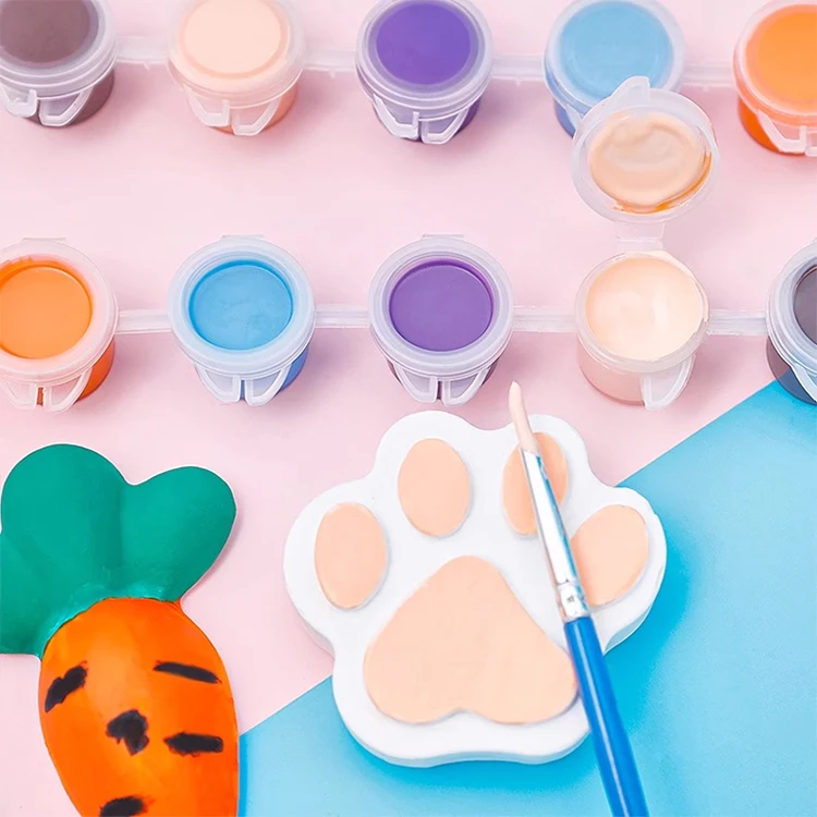 Factory Best sale good quality 8 12 16 24 Colors for Kids Students Painting  Acrylic Paint Pot Stripe 3ml