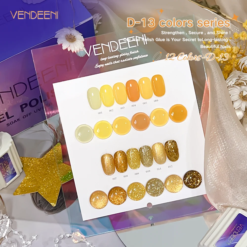 Low moq wholesale 12 color series reflective diamond gel nail polish set non toxic glitter uv gel polish art product custom logo