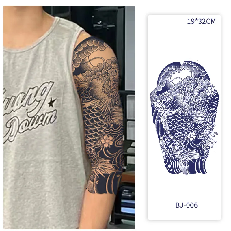 BJ 2024 Hot Popular Wholesale Half Armor Tattoo Sticker Realistic Adult Body Art Tattoo Stencil Temporary Juice Tattoo Stickers