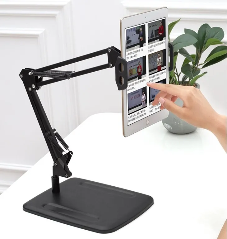 Angle adjustable rugged table mounted smartphone tablet stand holder