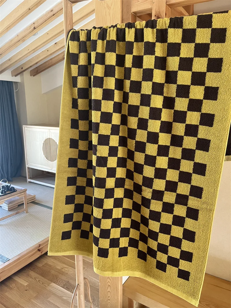 Ready Stock Hebei Gaoyang Cotton Checker Face Towel Bath Towels 35x75 70*140cm 2in1 3in1 Set Available Checkered Checkerboard
