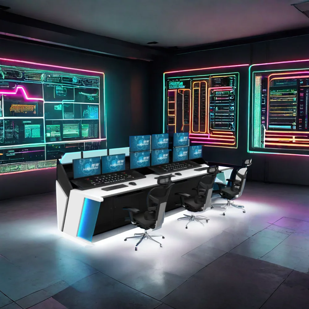 Industrial Design Security Command Center Console Table Control Room Operator Table Made Durable HPL Material Office Buildings