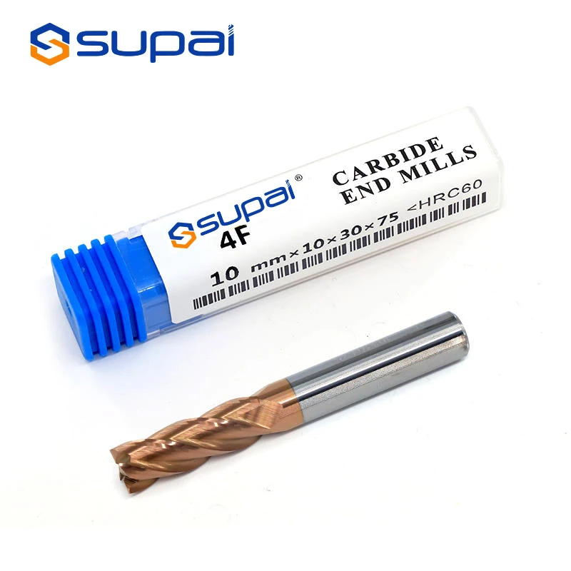 SUPAL 4f-10mmx10x30x75 ЧПУ HRC 60 концевые фрезы карбидные Концевые Фрезы HRC60 4F 10 мм режущие инструменты для резки древесины 3 года