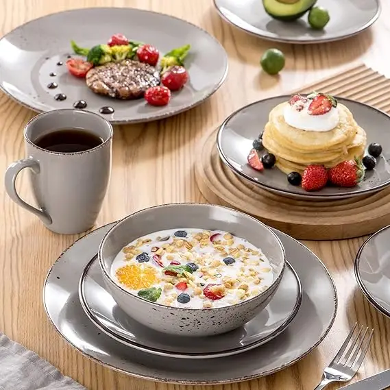 Wholesale Luxury High Quality Custom Reaction Glaze Plate Set Porcelain Dinner Set Family Party Gift Ceramic Dinnerware Set