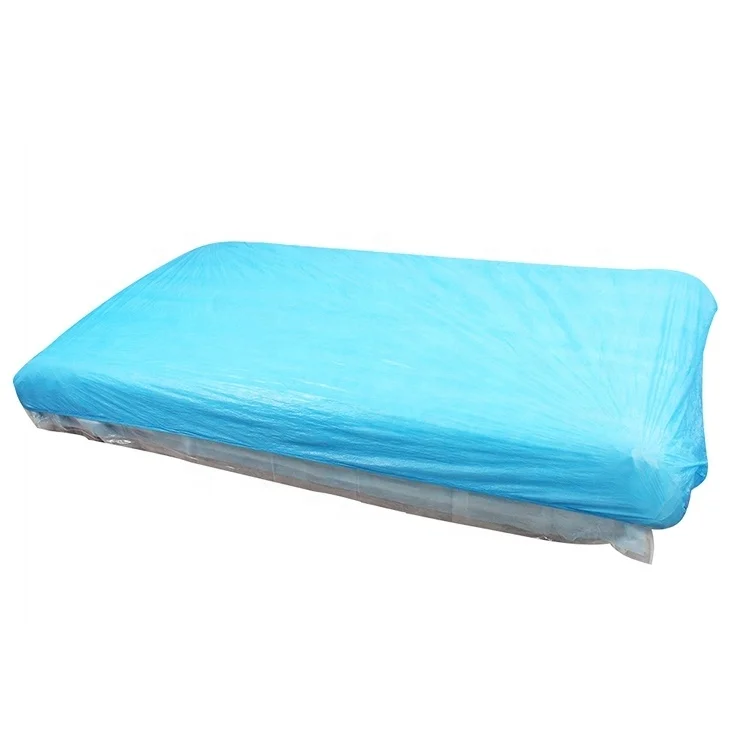 Disposable Waterproof CPE Black Mattress Cover Medical  White Blue Bed Sheet With Corner Elastic For Hospital Use