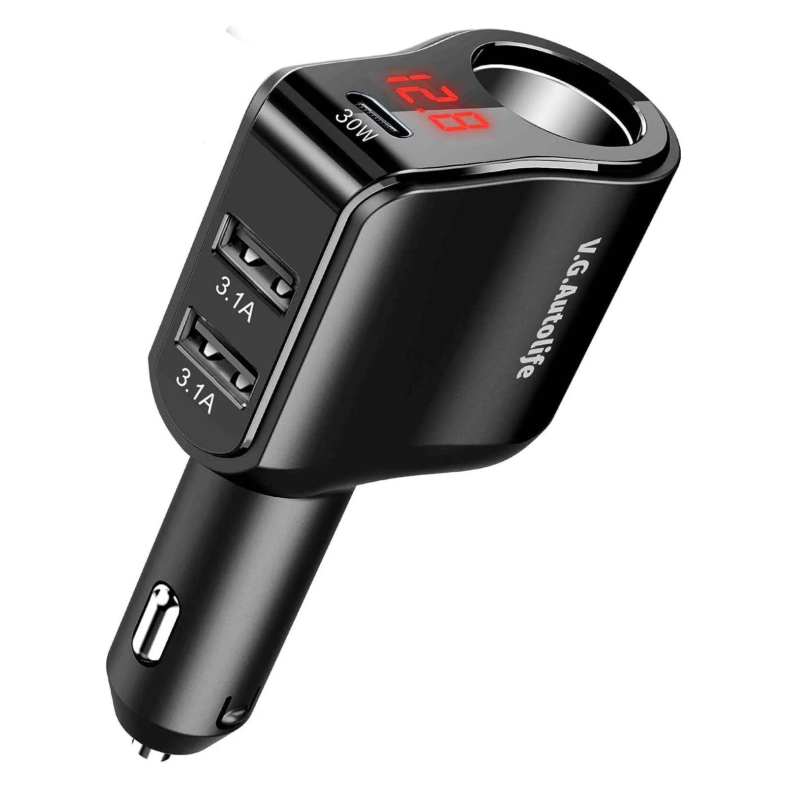 Trending 2024 New Fast Portable Car Charger Cigarette Lighter Socket with LED USB QC 3.0 Car Charger