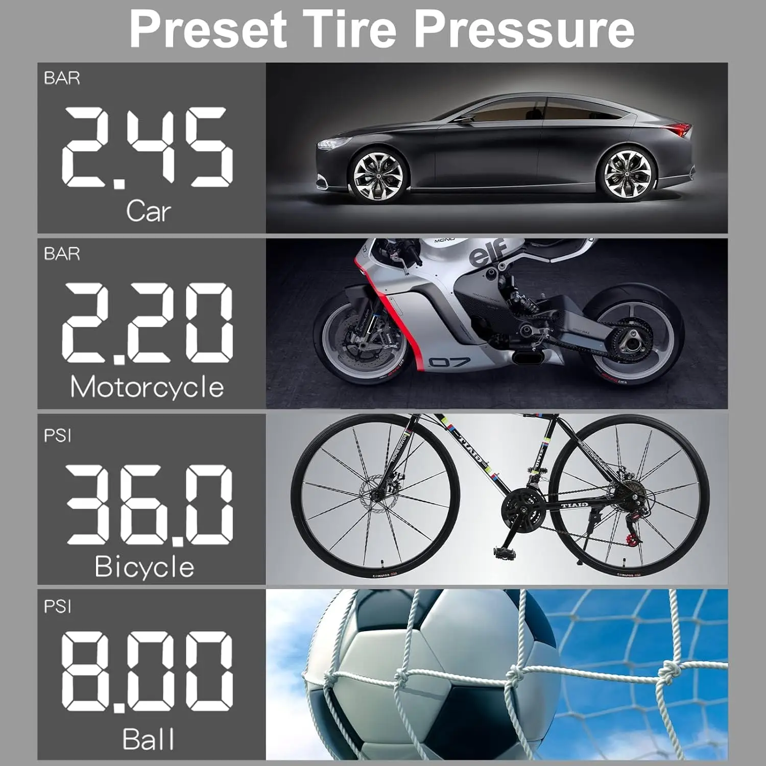 Wireless Tire Air Inflator Portable Air Compressor Electric Air Pump For Car Tire With Power Bank 150PSI 6000mAh Automatic off