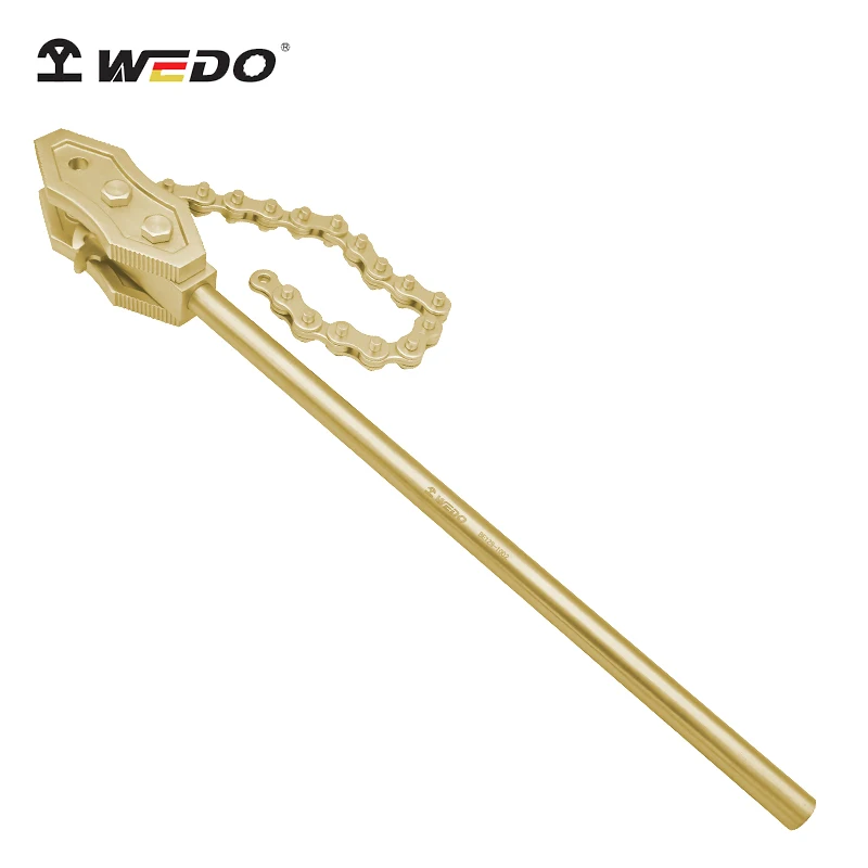 WEDO Manufacture 600mm Chain Pipe Wrench Non Sparking Aluminium Bronze Natural Finish Packed in Carton Box