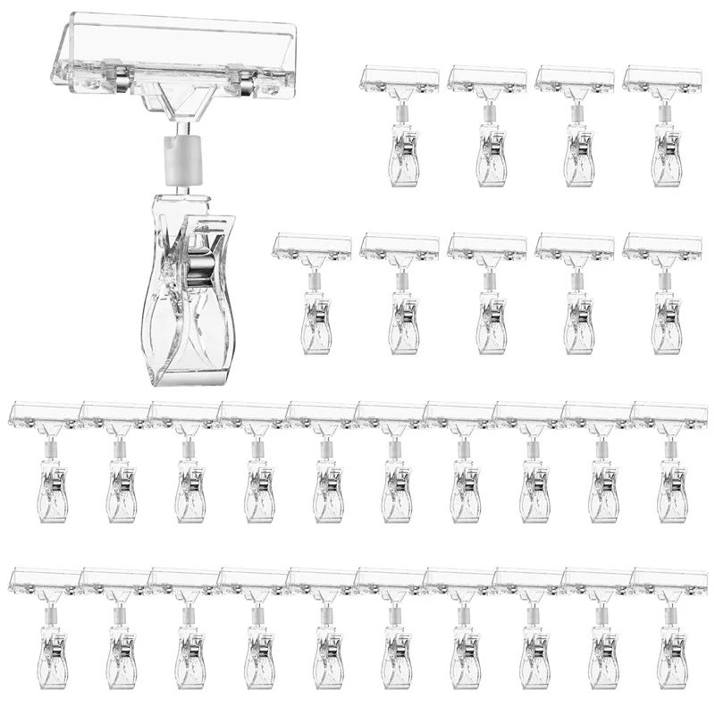 Supermarket Plastic Price Sign Clamps Label Tag Acrylic Clips Clear Pop Sign Holder Clips for Retail