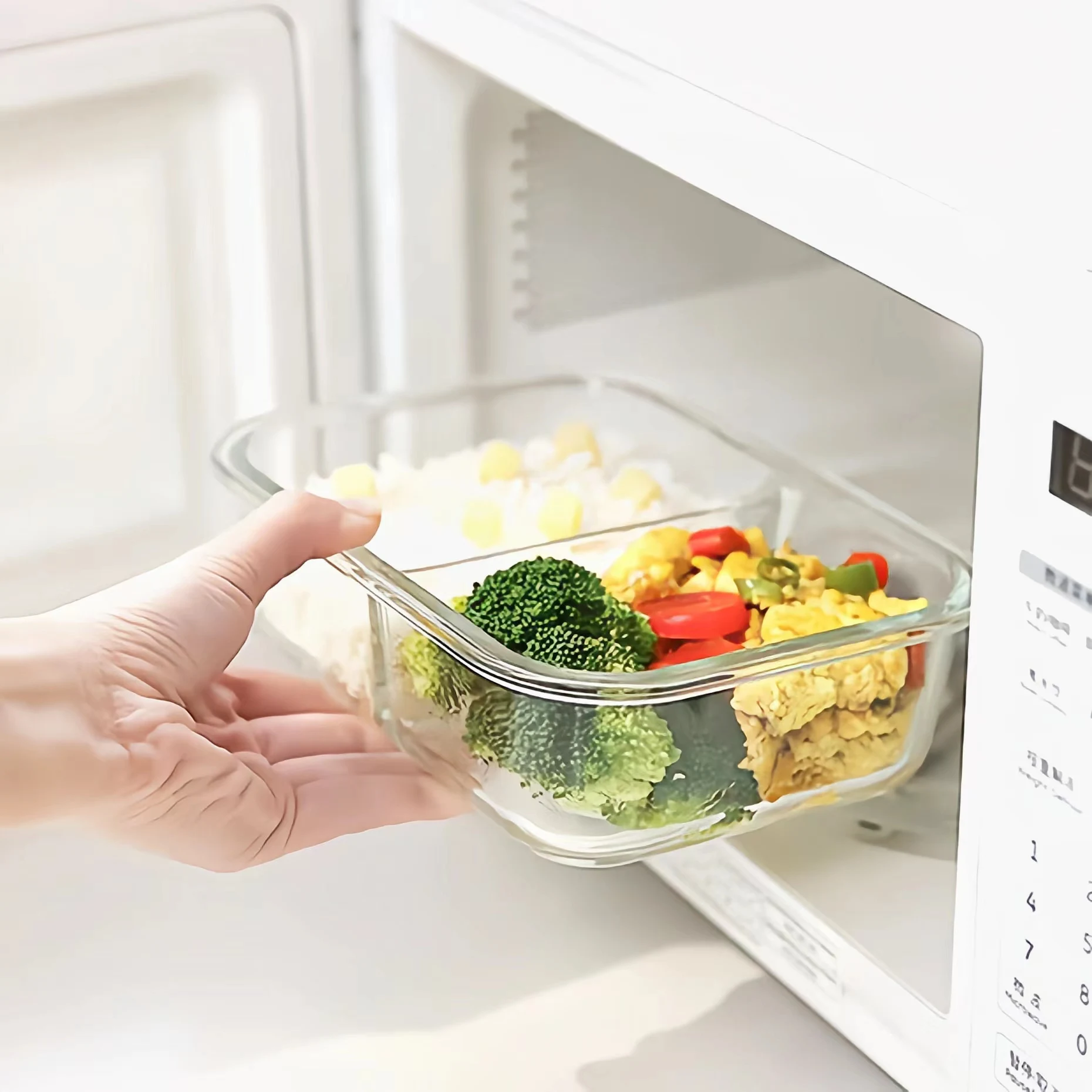 Hermetic Microwave Oven Use Safe Kitchen Lunch Box Leakproof Vacuum Seal Glass Food Storage Containers For Kitchen Organization