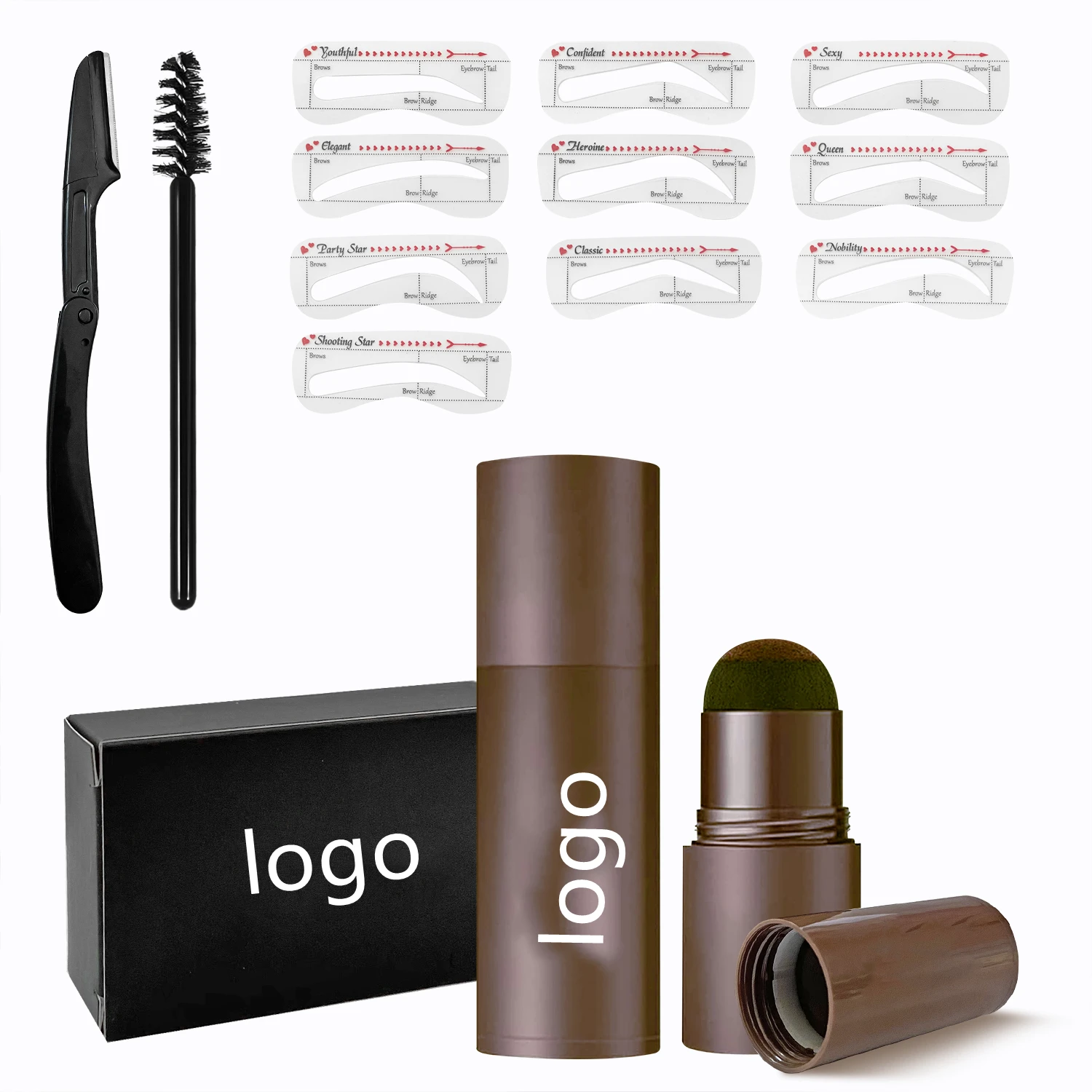 Пудра для увеличения бровей водостойкий штамп пигментный крем набор штампов трафарет формирование фирменной