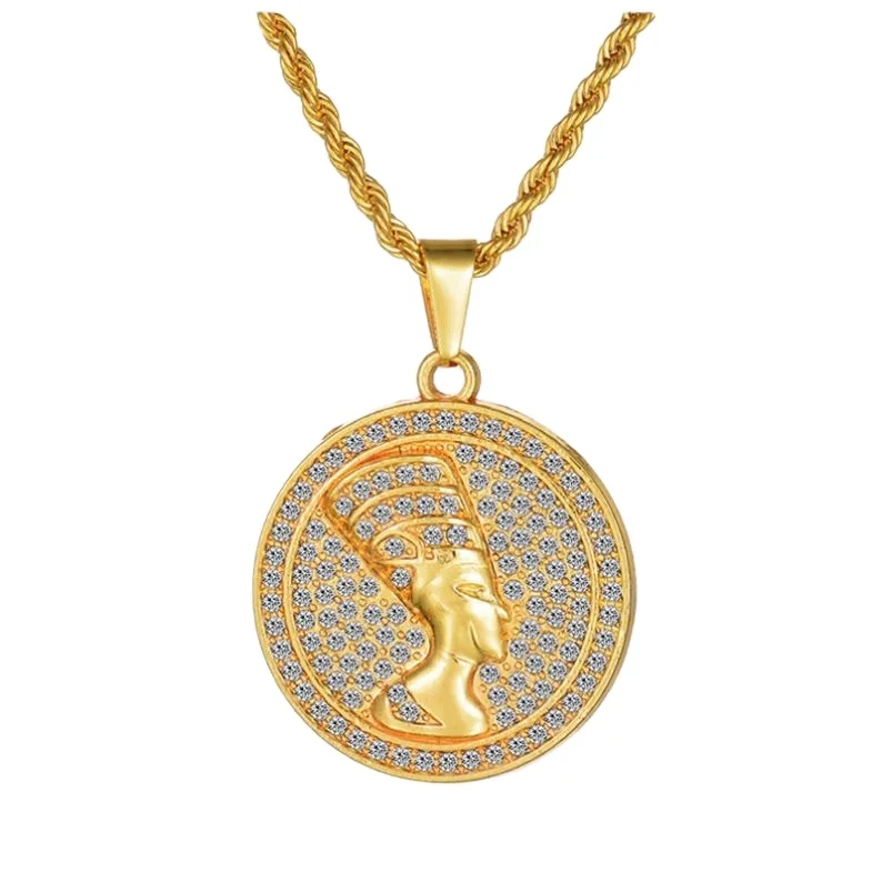 New Explosion Ancient Egyptian Sphinx Pharaoh Head High Hat Pendant Necklace Golden Jewelry African Gift