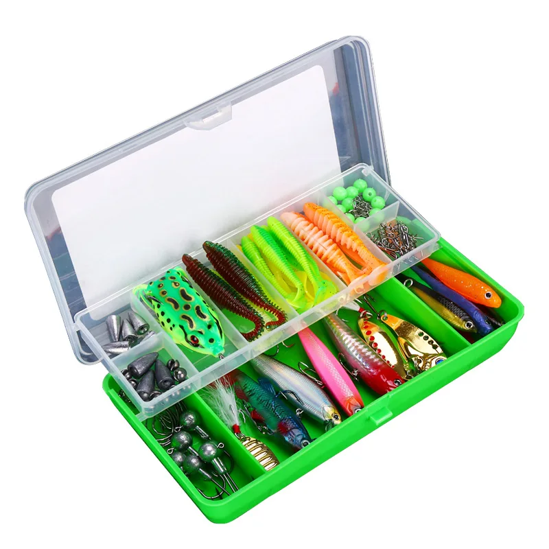 Hot Sale Uniker Cheap Multi Functional 104 PCS Fish Tackle With Plier and Box Fishing Lure Set for Carp Fishing