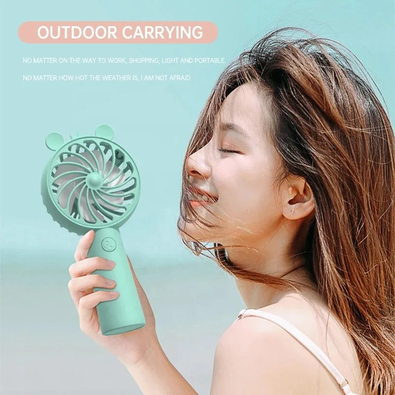 Small USB Fan Mini Rechargeable Hand Held Fan Mini Portable Fan with Phone Holder