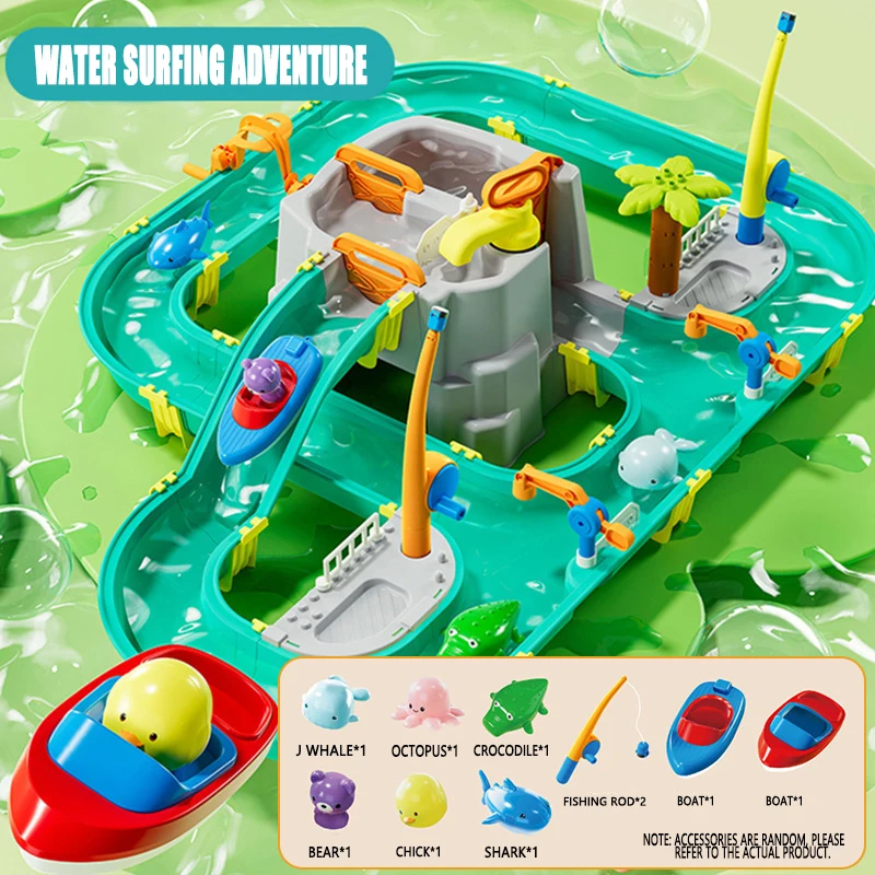 Indoor Fish Game Water rafting adventure Kids Big Water Park Track Water Toy Game For Birthday Gift