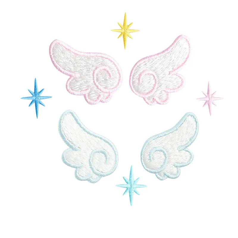 high quality custom small angel wings embroidered patches