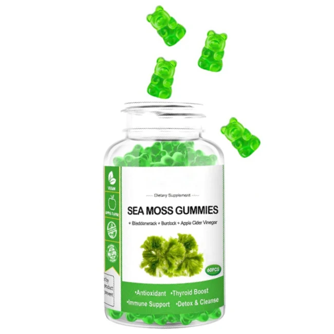 Natural Vegan Organic Sea Moss Gummies White Label Pectin Supplement Gummies Healthy For Weight Loss